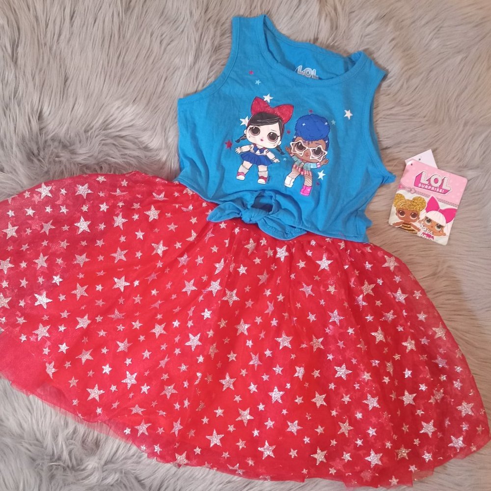 L.O.L. Surprise! A-line dress. Blue and Red.